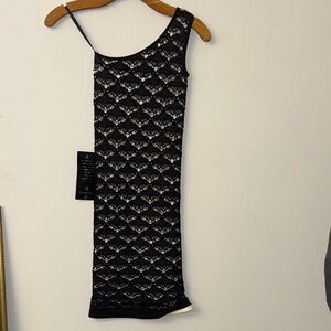 Bebe black and white lace, one-shoulder mermaids dress 👗 S/P